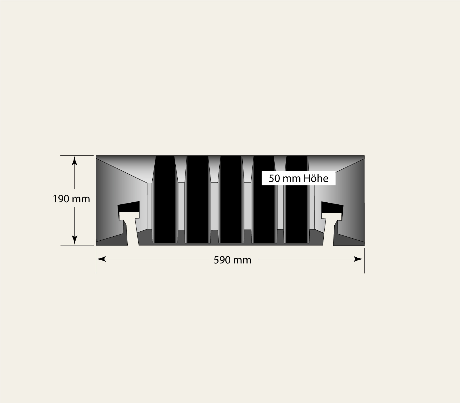 Skizze 5 Kanal Kabelbrücke mittelgross schwarz mit gelben Deckel