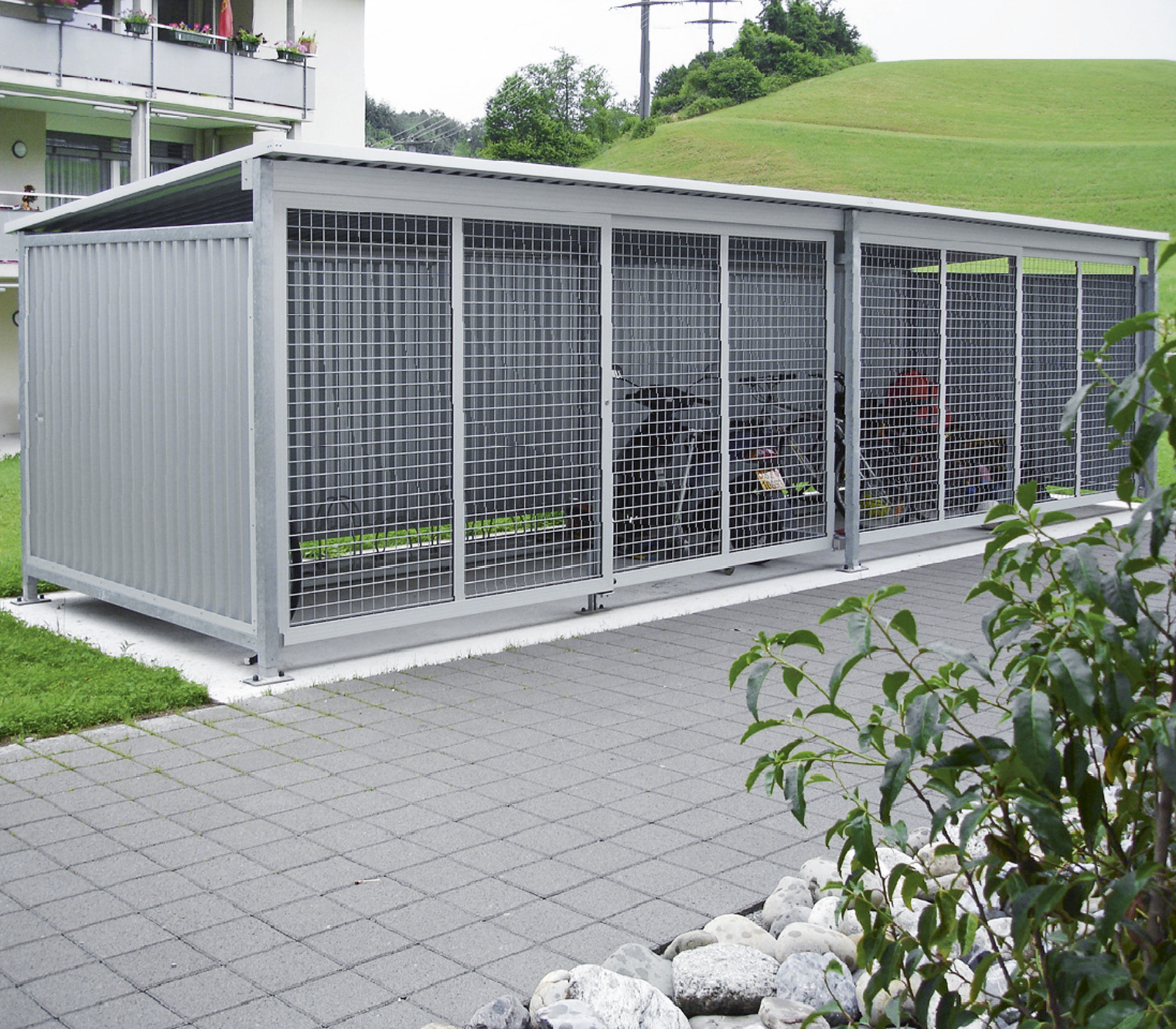 Garage à vélos ECOBOX avec Plexiglas ou tôle à ondes trapézoïdales