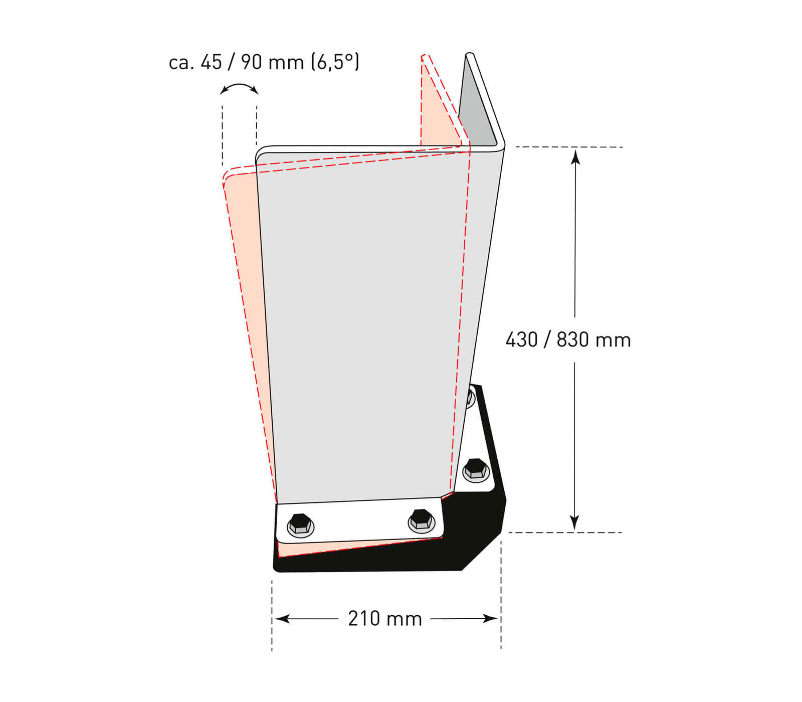 Support de protection anti-collision stable et mobile, en acier revêtu de plastique jaune avec des bandes de signalisation noires