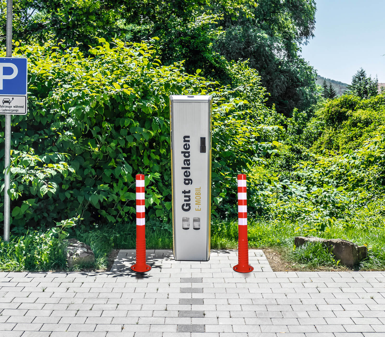 Cylindre de guidage pliable en rouge de signalisation avec bandes réfléchissantes