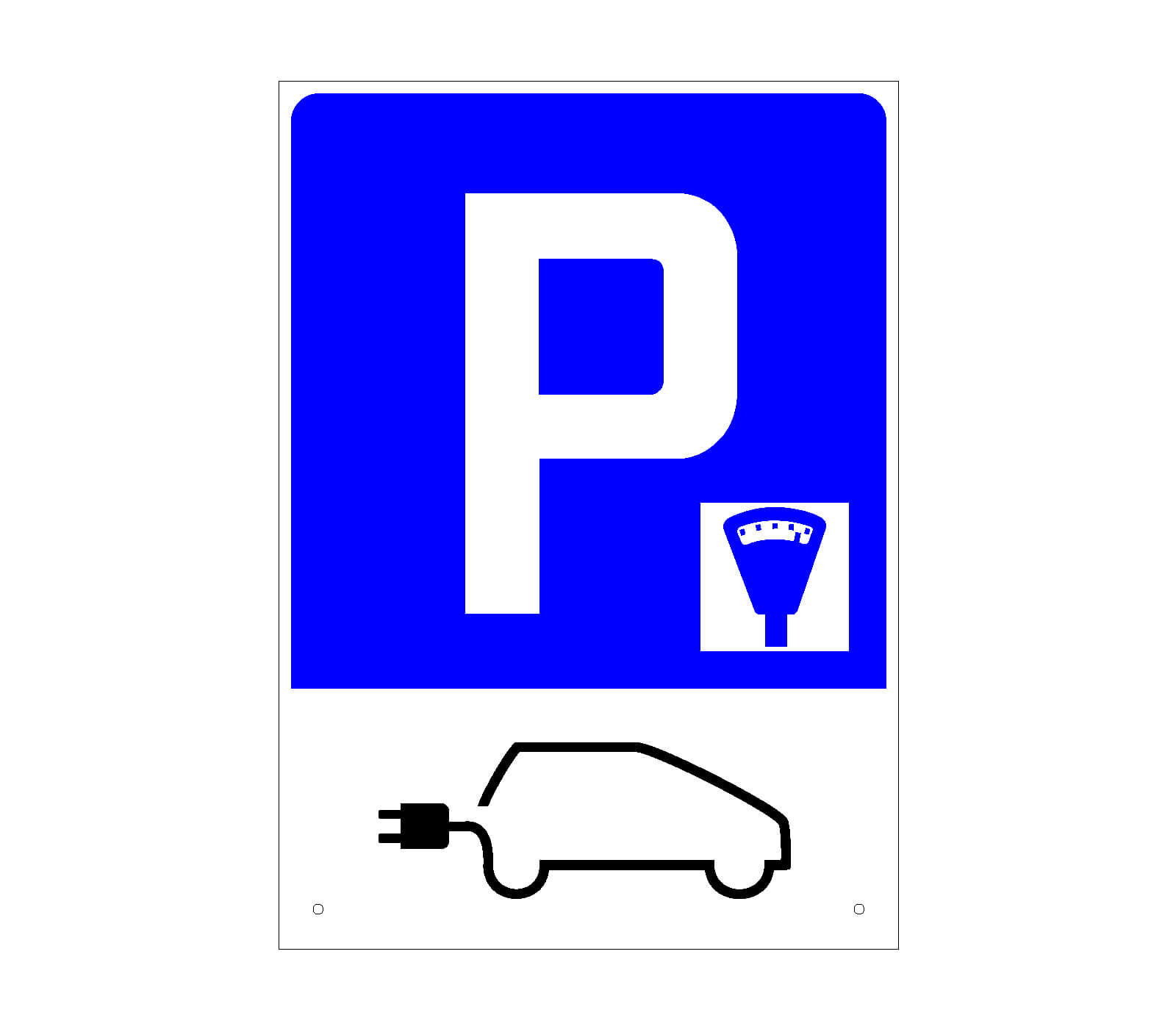 Panneau de signalisation pour parking de voitures électriques avec parcmètre