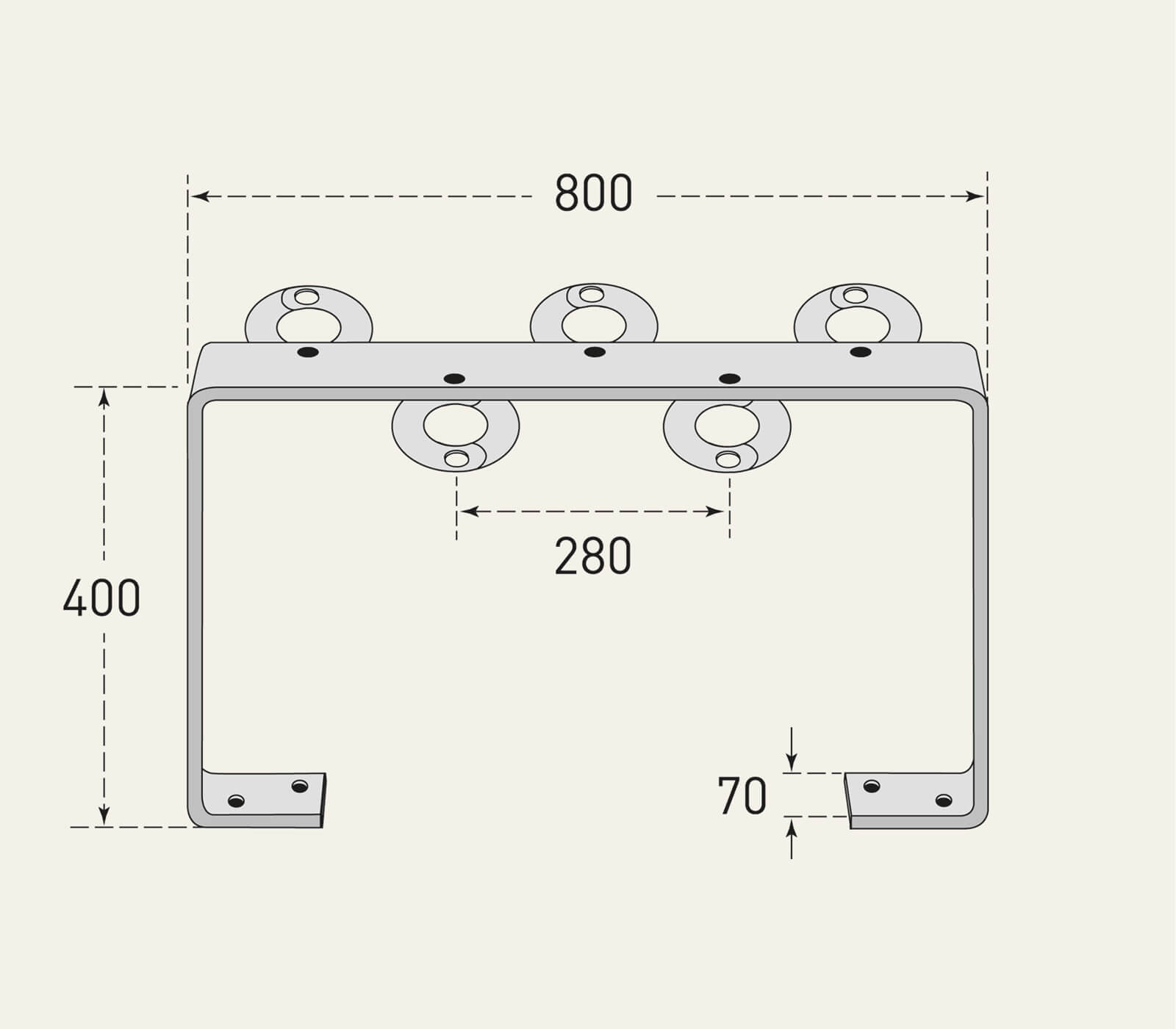 Dispositif de stationnement pour scooter CITY avec pinces de maintien - dimensionnement