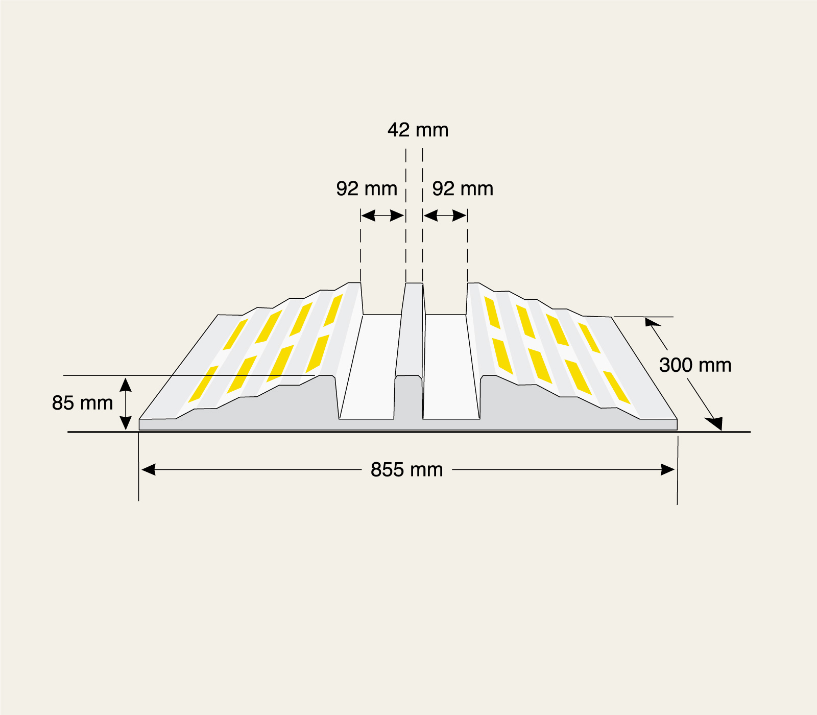 Skizze Schlauchbrücke schwarz für 2 Schläuche 75 mm