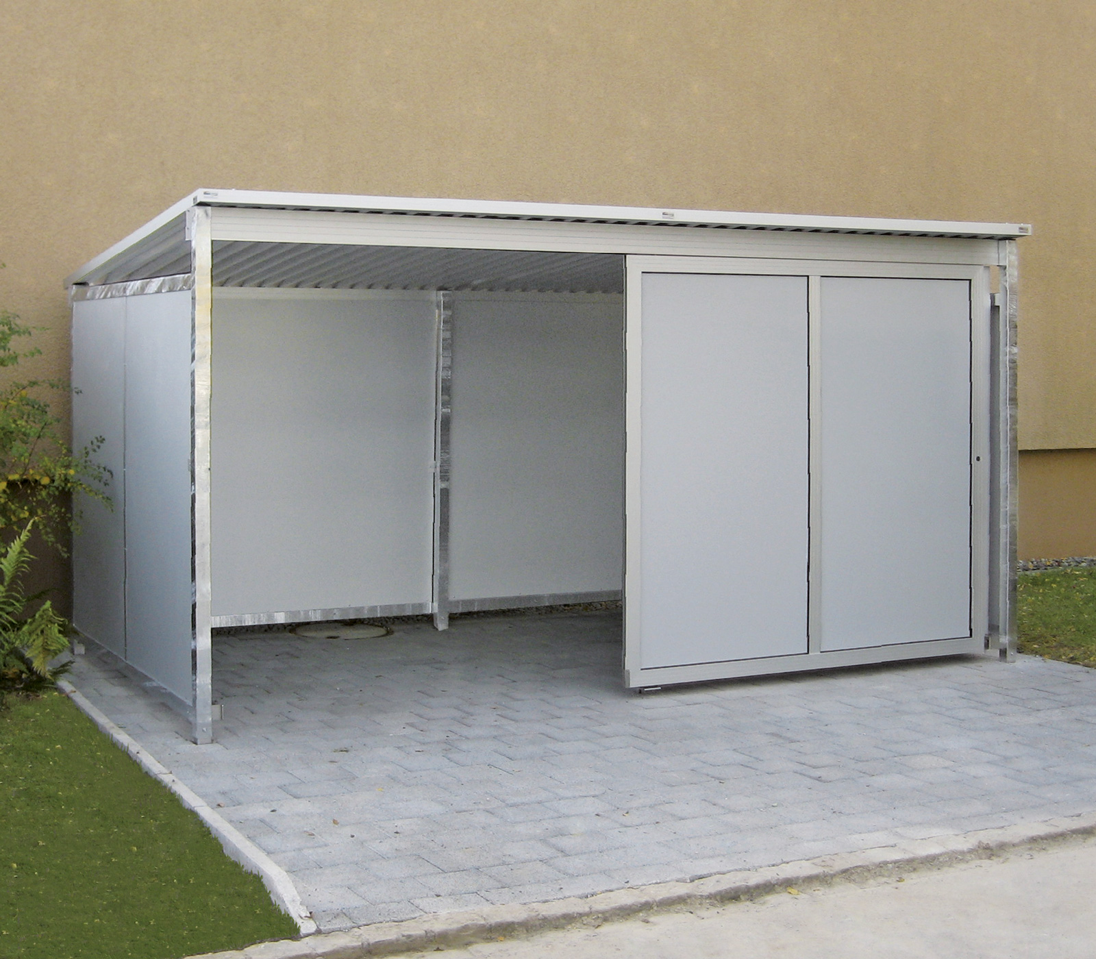 Velounterstand Ecobox mit Puriplast Seitenwand weiss