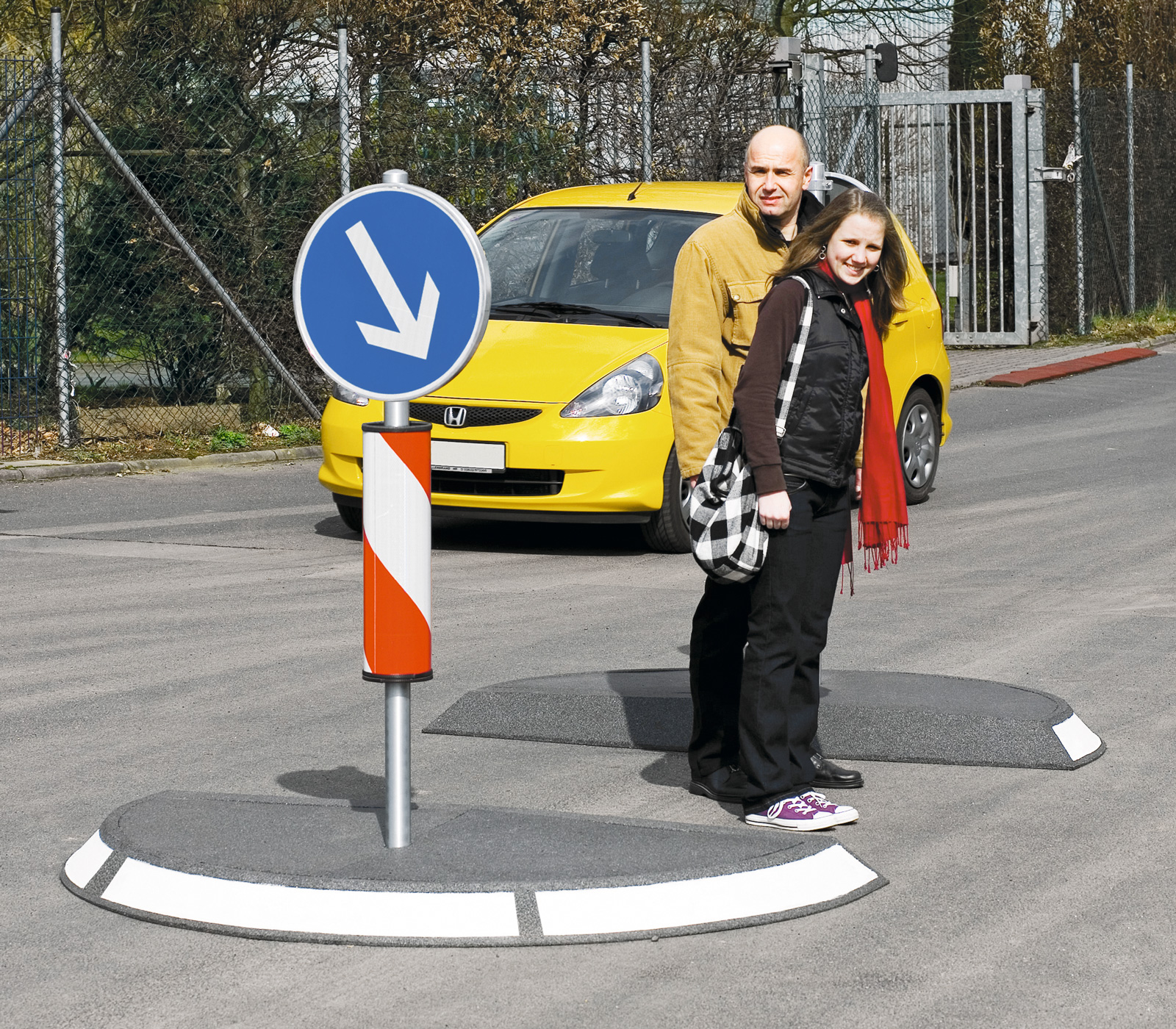 Verkehrsinsel für provisorische Montage